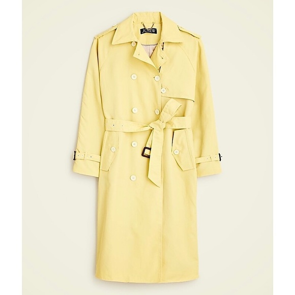 NEW J CREW Butter Yellow Recycled Nylon Oversized Double Breasted Trench Coat 6 - Picture 5 of 8